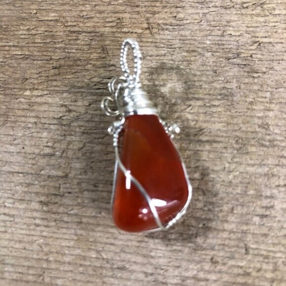 Citrine Agate .925 Silver Wrapped Necklace Pendant - Picture 3 of 6